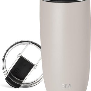 Voyager Collection 16oz Insulated Stainless Steel Travel Coffee Mug | Reusable Iced Coffee Tumbler with Flip Lid | Perfect Gift for Men and Women | Stylish Almond Birch Design