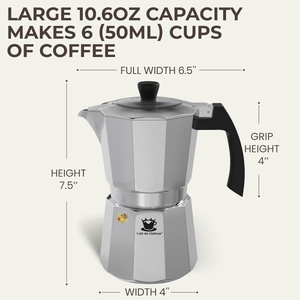 Elevate Your Camping Experience with the Cafe Du Chateau 6-Cup Espresso Maker: Stylish Percolator with Transparent Lid, High-Gloss Finish, & Coffee Clip Spoon! - Image 7