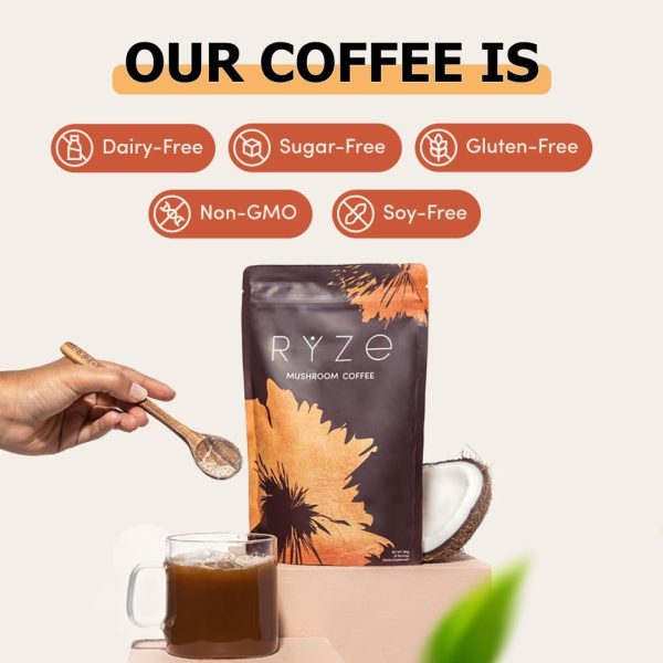 Elevate Your Energy with RYZE Organic Mushroom Coffee - 6 Adaptogenic Mushrooms & MCT Oil, Instant Boost for Focus, Digestion & Immunity - 30 Servings of USDA Organic Coffee with Cordyceps, Lion’s Mane & Turkey Tail - Image 6