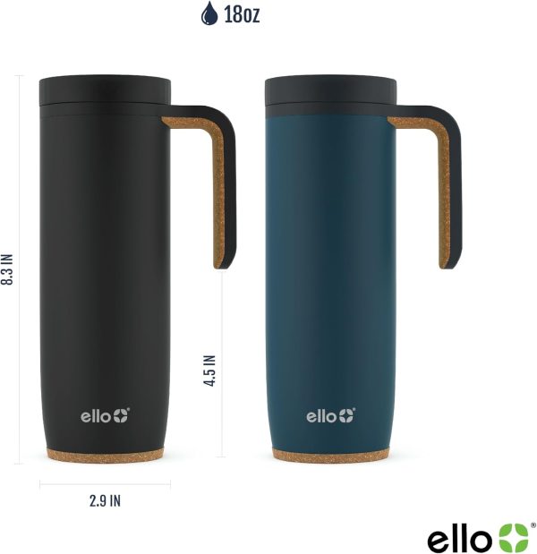 Ello Magnet 18oz Vacuum Insulated Travel Mug – Leak-Proof Slider Lid & Side Handle, Keeps Drinks Hot for 5 Hours – Perfect Coffee & Tea Companion, BPA-Free Holiday Gift with Built-in Coaster! - Image 4