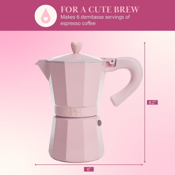 Paris Hilton Pink Stovetop Espresso Maker - Italian & Cuban Coffee Pot with Iconic Heart Knob - Brew 6 Cups of Rich & Aromatic Espresso! - Image 6