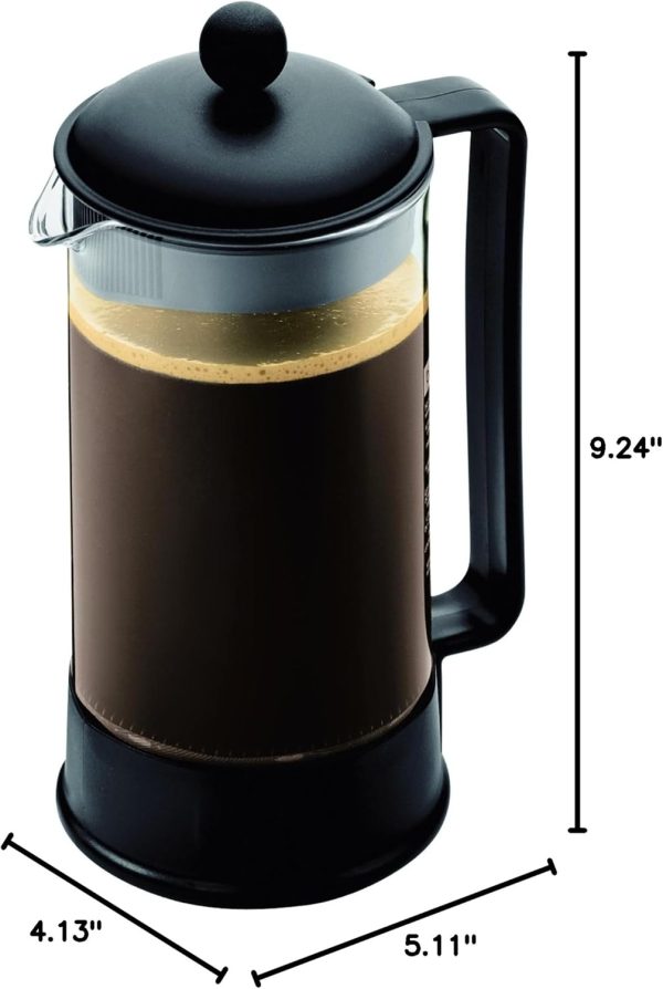 Indulge in Bold Flavor with the Bodum 34 oz Brazil French Press Coffee Maker - Premium High-Heat Borosilicate Glass Design in Elegant Black, Crafted in Portugal - Image 8