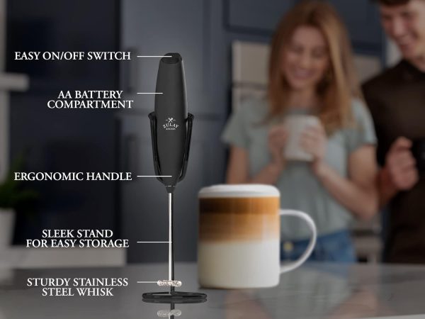 Zulay Kitchen Executive Series Milk Frother Wand - Enhanced Stand for Effortless Frothing - Perfect Coffee Gift for Latte Lovers - Handheld Electric Frother for Lattes and Cappuccinos - Image 6