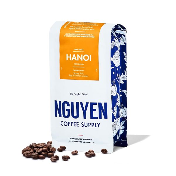 Experience the Bold Flavor of Nguyen Coffee Supply's Hanoi Robusta: Dark Roast Premium Whole Coffee Beans – Authentic Vietnamese Single Origin, Direct Trade, Low Acid & High Caffeine – Freshly Roasted in Brooklyn [12 oz Bag]