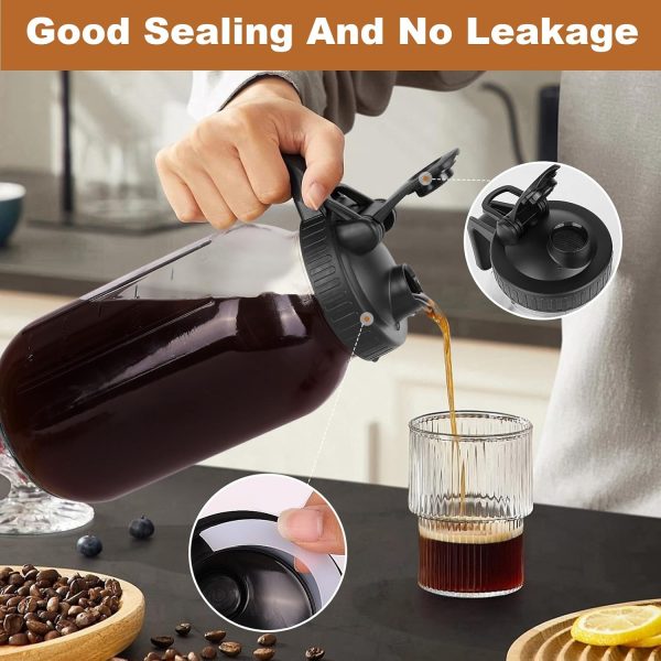 64 oz Cold Brew Coffee Maker – Durable Glass Pitcher with Stainless Steel Filter, Pour Spout Handle, and Airtight Leak-Proof Design for Iced Coffee, Tea, and Lemonade! - Image 3