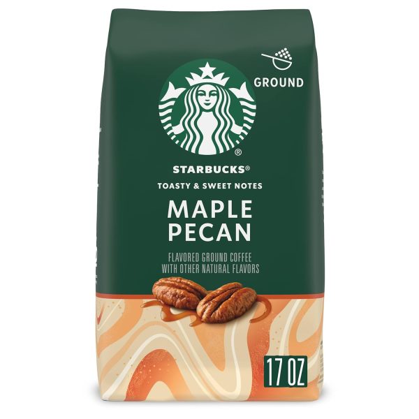 Delicious Starbucks Maple Pecan Ground Coffee - Naturally Flavored 100% Arabica - 17 oz Bag for a Rich Brew!