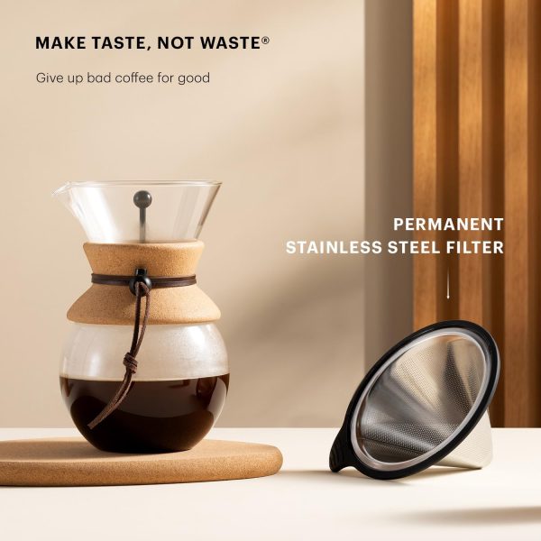 Experience Rich Flavors with Bodum 34 Oz Pour Over Coffee Maker - High-Heat Borosilicate Glass & Eco-Friendly Stainless Steel Filter with Cork Grip - Crafted in Portugal - Image 3