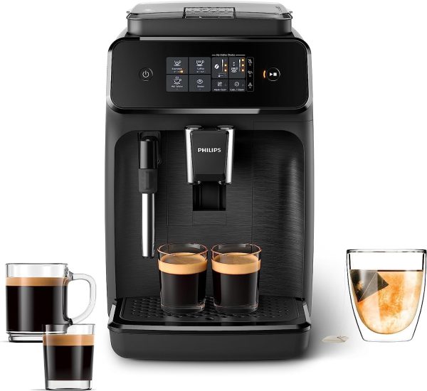 Philips 1200 Series Fully Automatic Espresso Machine – Experience Barista-Level Coffee at Home with Classic Milk Frother, Intuitive Touch Display, 100% Ceramic Grinder, AquaClean Filter & Aroma Seal – Stylish Black Finish (EP1220/04)