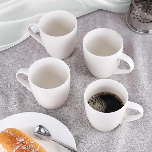 Elevate Your Sip: Mfacoy Set of 4 Elegant 16oz White Ceramic Coffee Mugs - Perfect for Coffee, Tea, Hot Cocoa & More | Microwave & Dishwasher Safe - Image 7