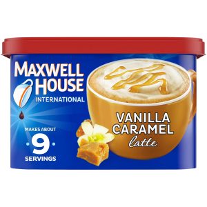 Indulge in Maxwell House International Vanilla Caramel Latte - Creamy Café-Style Instant Coffee Mix (8.7 oz Canister)