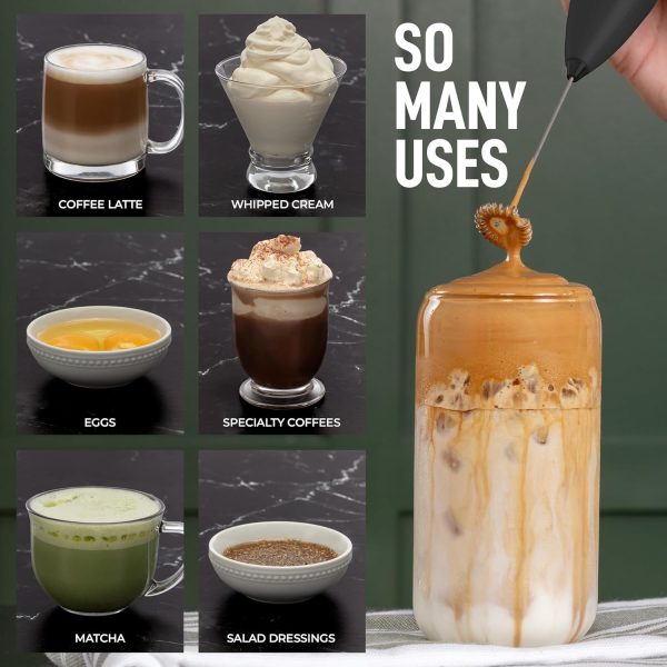 Zulay Kitchen Executive Series Milk Frother Wand - Enhanced Stand for Effortless Frothing - Perfect Coffee Gift for Latte Lovers - Handheld Electric Frother for Lattes and Cappuccinos - Image 4