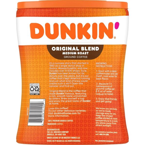 Kickstart Your Day with Dunkin' Original Blend Medium Roast Ground Coffee - 30 Oz Bag of Flavorful Perfection! - Image 4