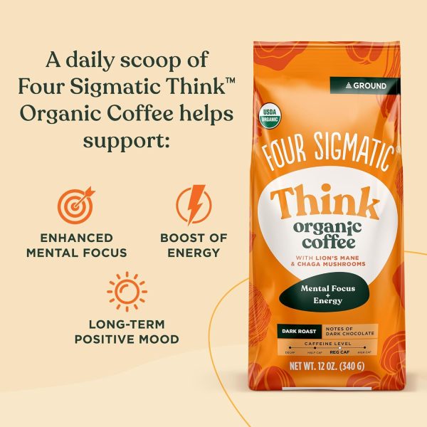 Boost Your Focus with Four Sigmatic Organic Mushroom Coffee | Enhance Concentration & Immune Support with Lion's Mane & Chaga | 12oz Ground Coffee Bag - Image 7