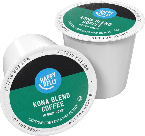 Indulge in the Rich Flavor of Happy Belly Kona Blend Medium Roast Coffee Pods - 100 Count, Compatible with Keurig 2.0 K-Cup Brewers!