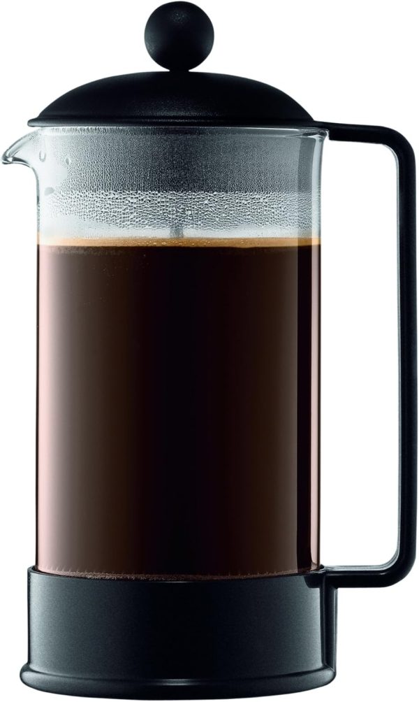 Indulge in Bold Flavor with the Bodum 34 oz Brazil French Press Coffee Maker - Premium High-Heat Borosilicate Glass Design in Elegant Black, Crafted in Portugal