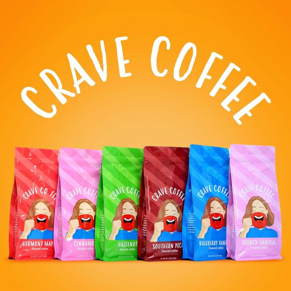Indulge in Crave Beverages Assorted Flavored Ground Coffee Variety Pack – 100% Arabica Beans, Flavor-Packed Fun, 10 oz Each - Set of 6! - Image 4