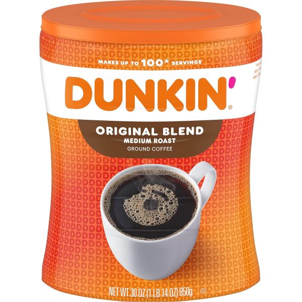 Kickstart Your Day with Dunkin' Original Blend Medium Roast Ground Coffee - 30 Oz Bag of Flavorful Perfection!