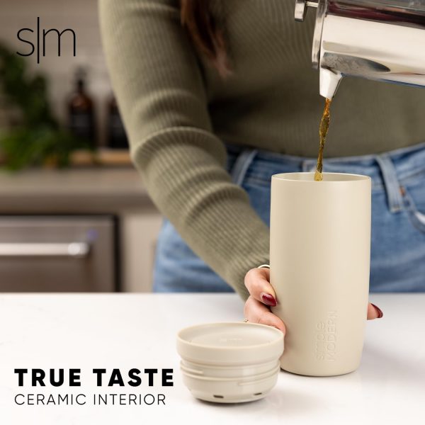 Voyager Signature 16oz Stainless Steel Insulated Travel Coffee Mug with 360° Lid | Ceramic-Lined Cold Brew & Iced Coffee Thermos | Stylish Cream Terrazzo Gift for Coffee Lovers | Perfect for Him & Her - Image 4