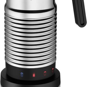 Elevate Your Coffee Experience with the Nespresso Aeroccino4 Electric Milk Frother – Dishwasher Safe, Four Preparation Styles, Sleek Silver & Black Design!