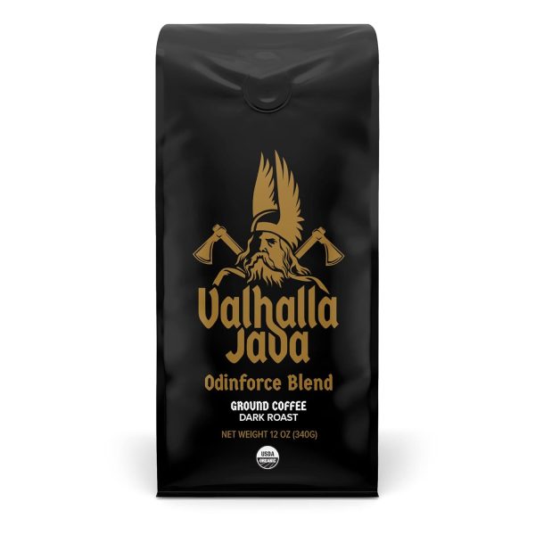 Revitalize Your Mornings with Death Wish Coffee Valhalla Java Dark Roast – 12 Oz of Bold & Intense USDA Organic Ground Coffee Blend of Premium Arabica & Robusta Beans!