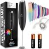 Zulay Kitchen Electric Milk Frother Wand - Durable Handheld Drink Mixer with AA Duracell Batteries - Effortless Cleanup Milk Frother & Mini Blender for Perfect Coffee & Lattes - Sleek Black Design
