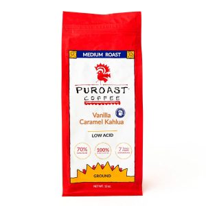 Indulge in Puroast Low Acid Coffee: Vanilla Caramel Kahlua Flavor | Medium Roast, Rich in Antioxidants | Smooth & No Bitter Aftertaste | Perfect for Cold Brew | 12 oz | Enjoy Reduced Heartburn & GERD Relief!