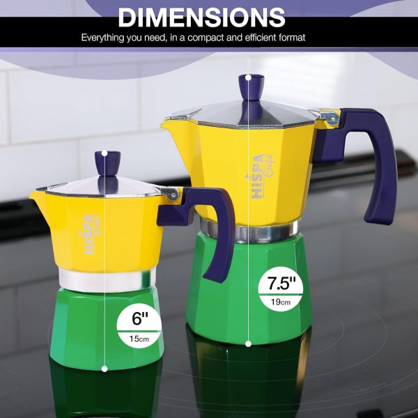 Brazilian-Themed Moka Pot Espresso Maker - 6 Cup Aluminum Stovetop Coffee Maker (10.14 oz) in Vibrant Silver, Green, Blue, and Yellow - Perfect Cafeteira for Coffee Lovers! - Image 6