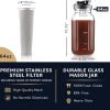 Premium 64 oz Cold Brew Coffee Maker - Heavy-Duty Glass Pitcher with Stainless Steel Filter & Dual Lids - Perfect Iced Coffee & Iced Tea Machine (Black) - Image 5