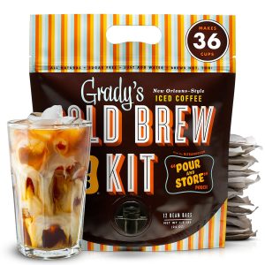 GRADY’S COLD BREW Coffee Pouches - Authentic New Orleans Style | 100% Arabica & Chicory | All-in-One Cold Brew Kit | 12 Easy-Brew Bags - Brew 36 Refreshing Drinks!