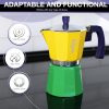Brazilian-Themed Moka Pot Espresso Maker - 6 Cup Aluminum Stovetop Coffee Maker (10.14 oz) in Vibrant Silver, Green, Blue, and Yellow - Perfect Cafeteira for Coffee Lovers! - Image 3