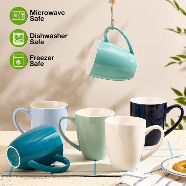 Chic Blue Porcelain Coffee Mugs Set of 6 – 13oz Ceramic Cups for Tea, Latte, Cappuccino & More – Dishwasher & Microwave Safe Gift Set - Image 2