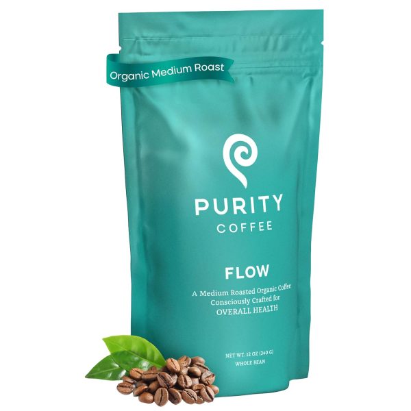 Experience the Rich Flavor of Purity Coffee FLOW Medium Roast - USDA Certified Organic Specialty Grade Arabica Whole Beans, 12 oz Bag | Mold, Mycotoxin & Pesticide Tested for Pure Quality!