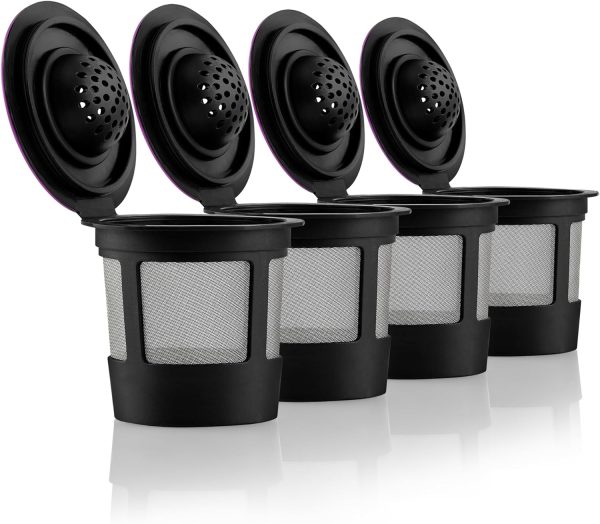 Ultimate 4-Pack of Black Reusable K Cups for Keurig Coffee Makers - BPA-Free, Universal Fit Refillable Coffee Filters for 1.0 & 2.0 Models