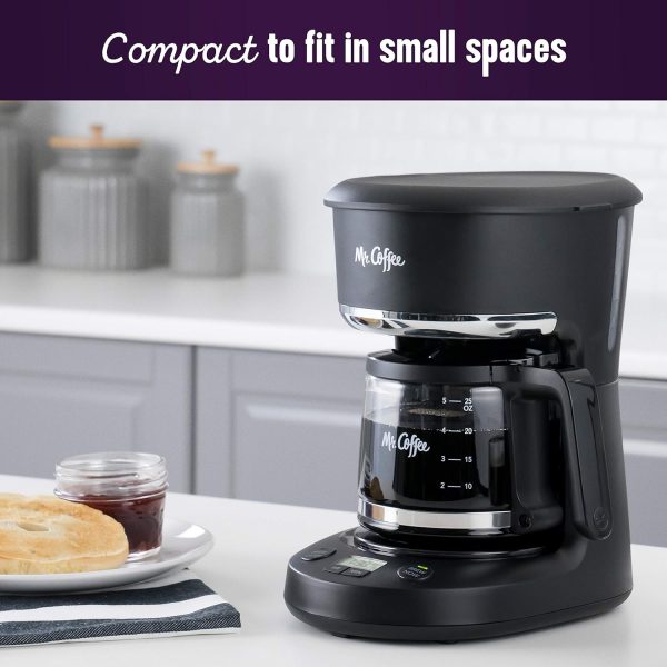 Mr. Coffee 5-Cup Programmable Coffee Maker with Auto Pause Feature – Sleek Black Design & Glass Carafe – Perfect for Coffee Lovers! - Image 3