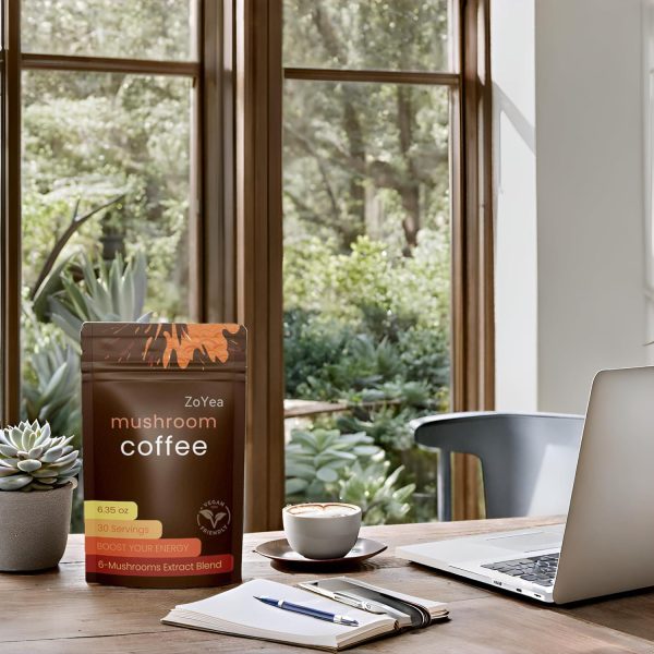 Revitalize Your Morning: Mushroom Coffee Blend with 6 Super Adaptogenic Mushrooms – Experience Lion's Mane, Reishi, Cordyceps, Shiitake, King Trumpet & Turkey Tail – 30 Servings in a Single Pack! - Image 3