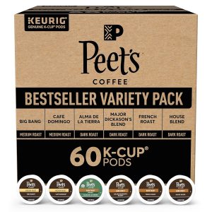 “Peet’s Coffee Keurig K-Cup Pods Variety Pack – 60 Count with Major Dickason's Blend, Big Bang, French Roast, Café Domingo, Organic Alma De La Tierra & House Blend – Perfect Coffee Experience!”