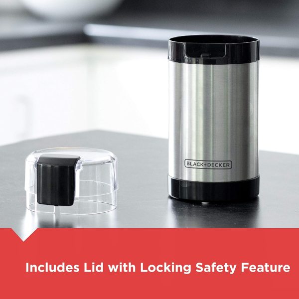 Unlock Fresh Flavors with the BLACK+DECKER One Touch Coffee & Spice Grinder - 2/3 Cup Capacity, Easy Push-Button Control, Powerful 150 Watts & Durable Stainless Steel Blades! - Image 6