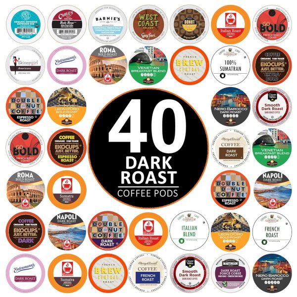 Bold Dark Roast Coffee Pod Variety Pack - Perfect Samplers for Keurig K-Cup Makers | 40 Count of Rich Flavor