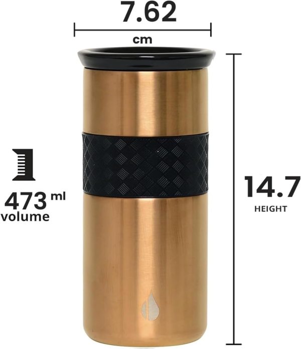 Transform Your Coffee Experience: Elemental Artisan Triple-Wall Insulated Tumbler - 16oz Reusable Stainless Steel Mug with Ceramic Lid for 6 Hours Hot & 18 Hours Cold - Stunning Copper Design - Image 2