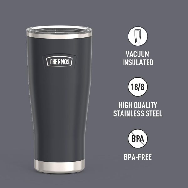 THERMOS ICON SERIES 24 oz Stainless Steel Cold Tumbler with Slide Lock - Stylish Granite Finish for Ultimate Hydration! - Image 2