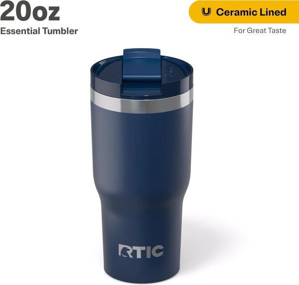 RTIC 20oz Insulated Stainless Steel Tumbler - Dual-Wall Vacuum Design | Perfect for Iced Coffee, Tea, and Hot Drinks | Navy Travel Mug with Lid - Image 2