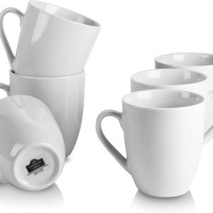 Set of 6 - 10 Strawberry Street Simply White 12 oz Coffee Mugs - Elegant and Versatile Drinkware