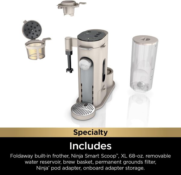 Revitalize Your Brew: Ninja Pod & Grounds XL Coffee Maker – K-Cup Compatible, Compact, Built-In Milk Frother, 68-oz Reservoir, Perfect for 6-oz Cups to 24-oz Mugs (Stone, PB055AST) - Image 7