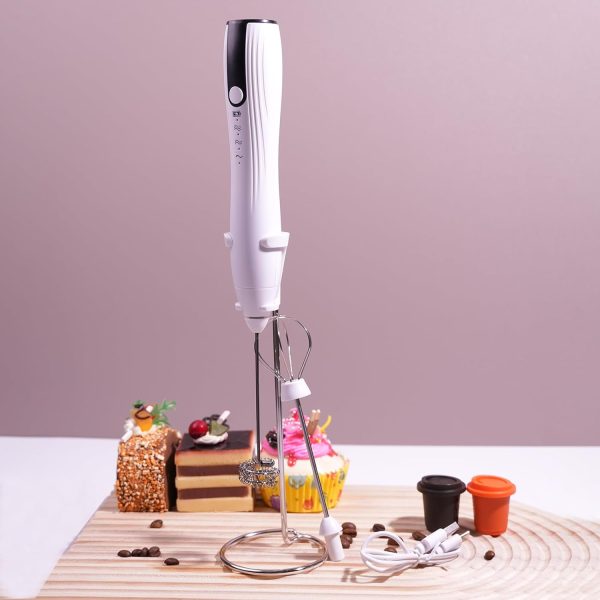 <p><strong>Premium Rechargeable Handheld Milk Frother with Stand – Create Perfect Coffee Foam for Cappuccinos, Lattes, and More! Detachable Stainless Steel Whisk for Versatile Mixing (White)</strong></p> - Image 2