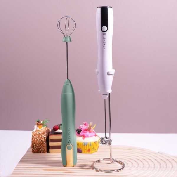<p><strong>Premium Rechargeable Handheld Milk Frother with Stand – Create Perfect Coffee Foam for Cappuccinos, Lattes, and More! Detachable Stainless Steel Whisk for Versatile Mixing (White)</strong></p> - Image 6