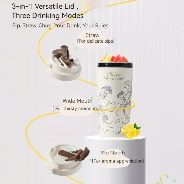 Sure! Here's a more engaging and SEO-friendly product title:

"19oz Insulated Ceramic Travel Mug with Lid & Straw – Leak-Proof, Non-Coated Pure Ceramic Tumbler for Office & Camping – Stylish, Modern Design" - Image 5