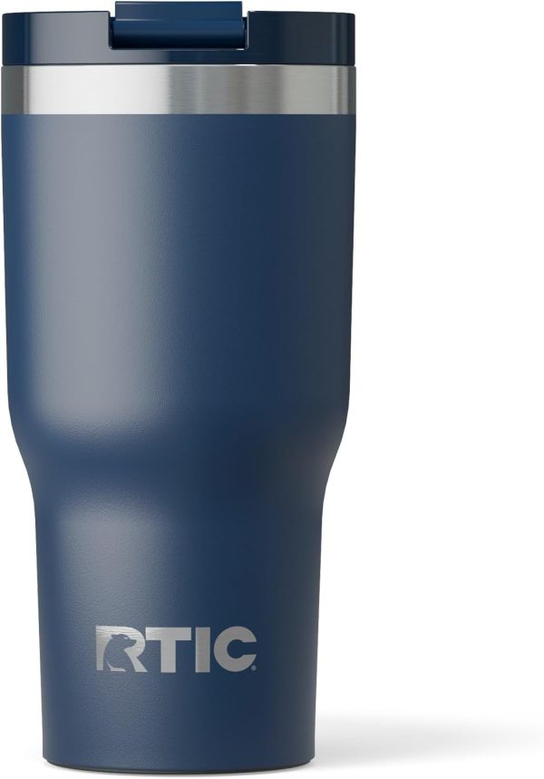 RTIC 20oz Insulated Stainless Steel Tumbler - Dual-Wall Vacuum Design | Perfect for Iced Coffee, Tea, and Hot Drinks | Navy Travel Mug with Lid