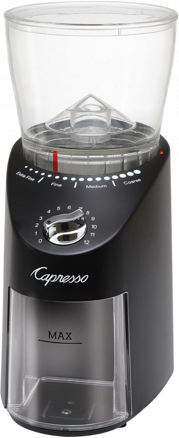 Capresso Infinity Plus Conical Burr Coffee Grinder - Sleek Black Design for Perfectly Ground Coffee Every Time! - Image 4