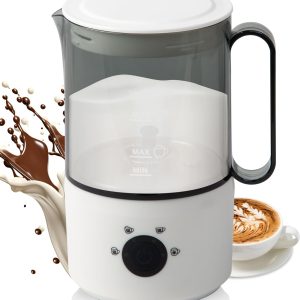Transform Your Coffee Experience: 4-in-1 Electric Milk Frother & Steamer - 10oz/300ml Warm & Cold Foam Maker for Lattes, Cappuccinos, and More (White)