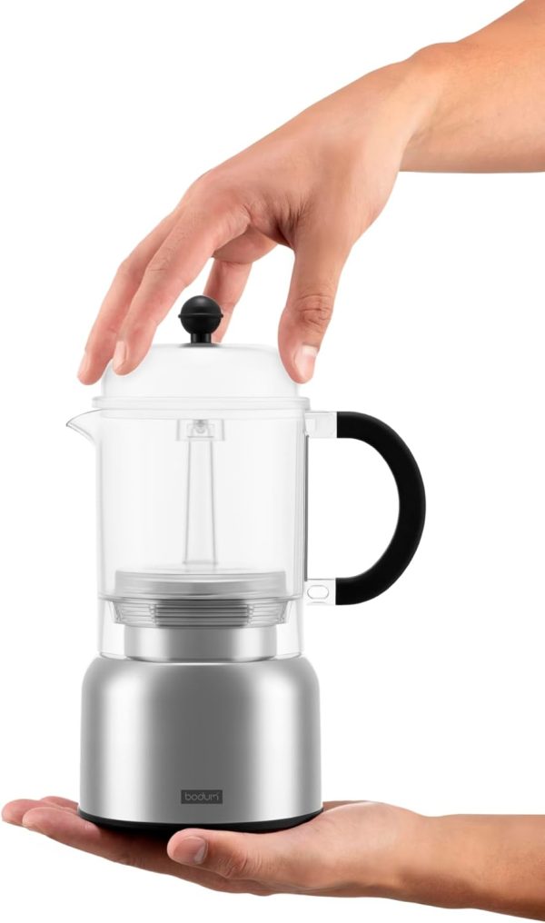 Experience Barista-Grade Coffee at Home: Bodum 17oz Chambord Electric Espresso Maker with Wi-Fi Control, Programmable Timer, and Stylish Stainless Steel Finish - Image 4